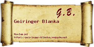 Geiringer Blanka névjegykártya